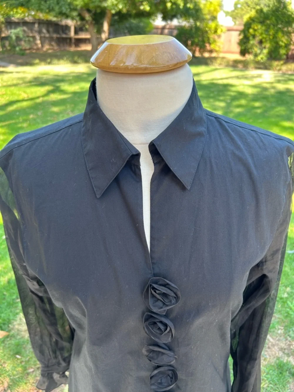 Anne Fontaine Black Sheer Sleeve Rosaorgal Blouse - Picture 5 of 9